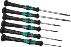Wera - 6 Piece Slotted Screwdriver Set - Blade Sizes: Width Metric 1.5, 2, 2.5, 3, 3.5 & 4, Metric Length mm: 1.5mm x 40mm, 2mm x 40mm, 2.5mm x 50mm, 3mm x 50mm, 3.5mm x 80mm & 4mm x 80mm - Apex Tool & Supply
