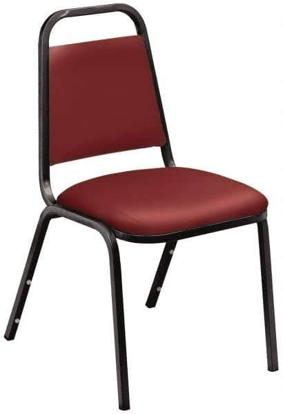 NPS - Vinyl Burgundy Stacking Chair - Black Frame, 17-1/4 Inch Wide x 20 Inch Deep x 33 Inch High - Apex Tool & Supply