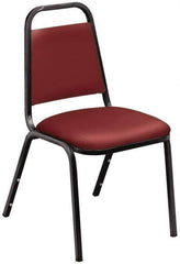 NPS - Vinyl Burgundy Stacking Chair - Black Frame, 17-1/4 Inch Wide x 20 Inch Deep x 33 Inch High - Apex Tool & Supply