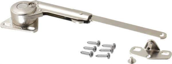 Sugatsune - 8-1/2" OAL x 7/8" Wide, 60 Lb/Inch Capacity, Adjustable Soft Down Stay - Left Side, 5mm Mounting Hole Diam, 100° Max Opening, Nickel Plated Steel & Zinc Alloy - Apex Tool & Supply