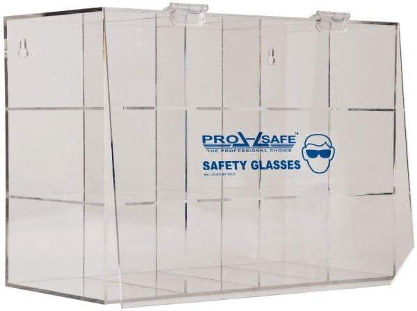 PRO-SAFE - 12 Pair Cabinet with Individual Compartments, Acrylic Safety Goggles Dispenser - 17 Inch Wide x 11-7/8 Inch High x 7-5/8 Inch Deep, Table and Wall Mount - Apex Tool & Supply