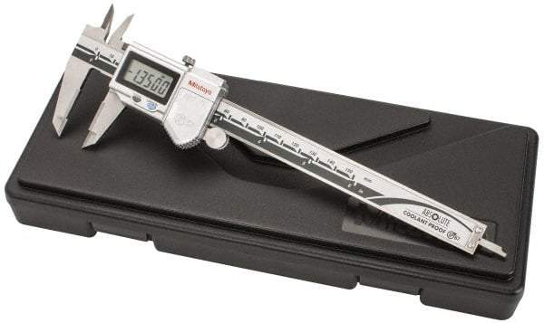 Mitutoyo - 0 to 150mm Range, 0.01mm Resolution, IP67 Electronic Caliper - Stainless Steel with 40mm Carbide-Tipped Jaws, 0.02mm Accuracy, SPC Output - Apex Tool & Supply