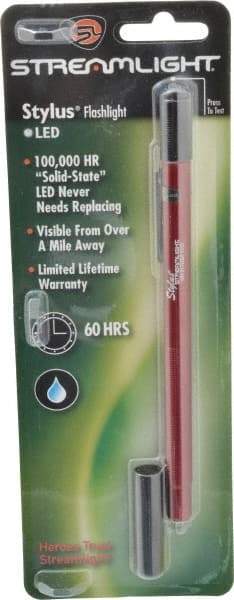 Streamlight - White LED Bulb, Mini Flashlight - Red Aluminum Body, 3 AAAA Alkaline Batteries Included - Apex Tool & Supply