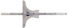 General - 0 to 6 Inch Rule Measurement Range, 30 to 60° Angle Measurement Range, Hardened Steel (Base); Stainless Steel (Rule) Depth and Angle Gage - 60° Angle Graduation, 2-1/2 Inch Long Base, 1/4 Inch Wide Rule, 1/64; 1/32 Inch Rule Graduation - Apex Tool & Supply