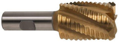 Hertel - 2" Diam, Coarse Pitch, 4" LOC, 8 Flute Cobalt Roughing Square End Mill - TiN Finish, 7-3/4" OAL, 2" Shank Diam, Single End, 30° Helix - Apex Tool & Supply