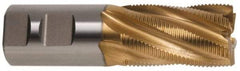 Hertel - 2" Diam, Fine Pitch, 4" LOC, 8 Flute Cobalt Roughing Square End Mill - TiN Finish, 7-3/4" OAL, 2" Shank Diam, Single End, 30° Helix - Apex Tool & Supply
