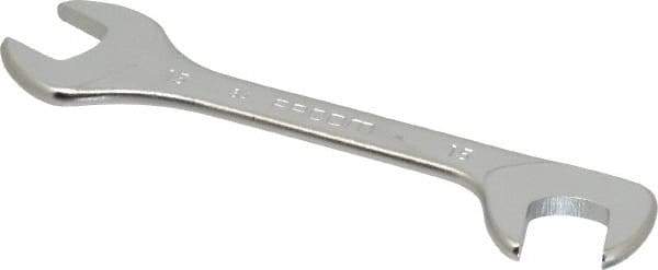 Facom - 15mm Stubby Extra Thin Open End Wrench - 5-33/64" OAL, Double End, Satin Finish, 15° & 75° Head Angle - Apex Tool & Supply