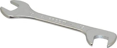 Facom - 15mm Stubby Extra Thin Open End Wrench - 5-33/64" OAL, Double End, Satin Finish, 15° & 75° Head Angle - Apex Tool & Supply