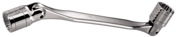 Facom - 21 x 23", 12 Point, Satin Chrome Coated, Double Flex-End Socket Wrench - 13-1/32" OAL, 41.5mm Head Thickness - Apex Tool & Supply