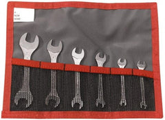 Facom - 6 Piece, 3.2mm x 5.5mm to 12mm x 13mm, Open End Wrench Set - Metric Measurement Standard, Satin Finish, Comes in Vinyl Roll - Apex Tool & Supply