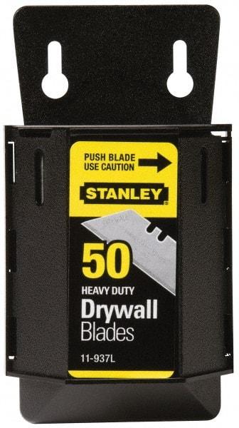 Stanley - 50 Piece Carbon Steel Drywall Utility Blade - 59mm OAL, 0.024" Blade Thickness - Apex Tool & Supply