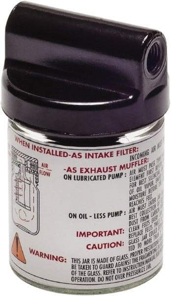 Gast - 8 oz Air Compressor Filter/Muffler Assembly - 3 Piece, Use with Gast 0523 Rotary Vane Units - Apex Tool & Supply