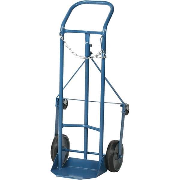 Wesco Industrial Products - 250 Lb Capacity 41-3/4" OAH Tilting Cylinder Hand Truck - Continuous Handle, Steel, Mold-On Rubber Wheels - Apex Tool & Supply
