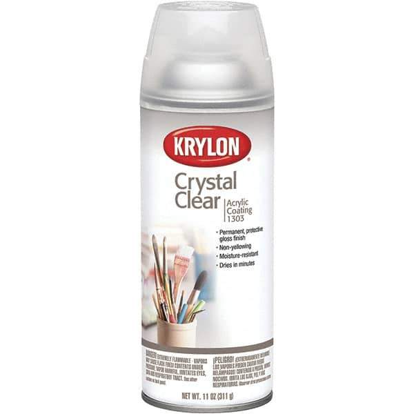 Krylon - Crystal Clear, Gloss, Acrylic Coating Spray Paint - 15 to 20 Sq Ft per Can, 11 oz Container - Apex Tool & Supply