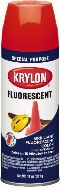 Krylon - Orange Yellow, Fluorescent, Aerosol Spray Paint - 15 to 20 Sq Ft per Can, 12 oz Container - Apex Tool & Supply