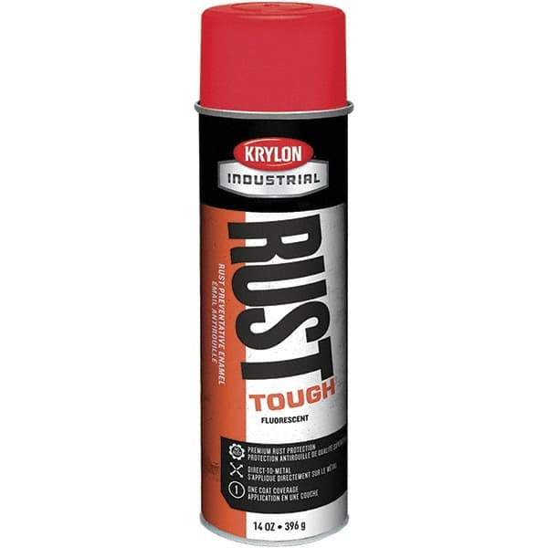 Krylon - Red, 15 oz Net Fill, Fluorescent, Acrylic Enamel Spray Paint - 15 to 20 Sq Ft per Can, 20 oz Container - Apex Tool & Supply