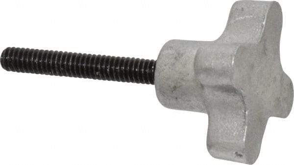 Gibraltar - 1/4-20 Lobed Shoulder Flat Tip Grade C-12L14 Steel Thumb Screw - 2-5/8" OAL, 1-1/2" Head Diam x 7/8" Head Height, Black Oxide Finish - Apex Tool & Supply