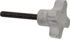 Gibraltar - 1/4-20 Lobed Shoulder Flat Tip Grade C-12L14 Steel Thumb Screw - 2-5/8" OAL, 1-1/2" Head Diam x 7/8" Head Height, Black Oxide Finish - Apex Tool & Supply