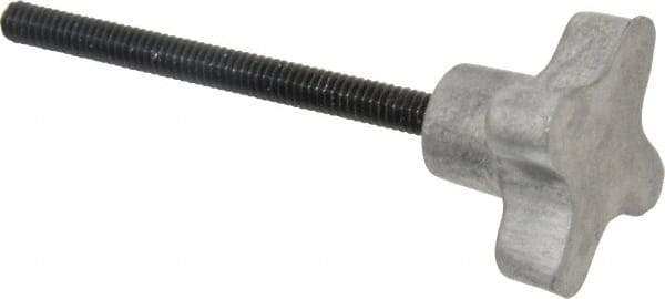 Gibraltar - 1/4-20 Lobed Shoulder Flat Tip Grade C-12L14 Steel Thumb Screw - 3-7/8" OAL, 1-1/2" Head Diam x 7/8" Head Height, Black Oxide Finish - Apex Tool & Supply
