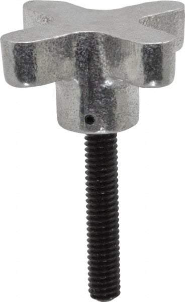 Gibraltar - 5/16-18 Lobed Shoulder Flat Tip Grade C-12L14 Steel Thumb Screw - 2-5/8" OAL, 2" Head Diam x 1" Head Height, Black Oxide Finish - Apex Tool & Supply