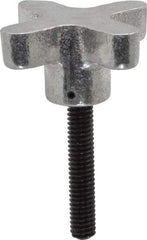 Gibraltar - 5/16-18 Lobed Shoulder Flat Tip Grade C-12L14 Steel Thumb Screw - 2-5/8" OAL, 2" Head Diam x 1" Head Height, Black Oxide Finish - Apex Tool & Supply