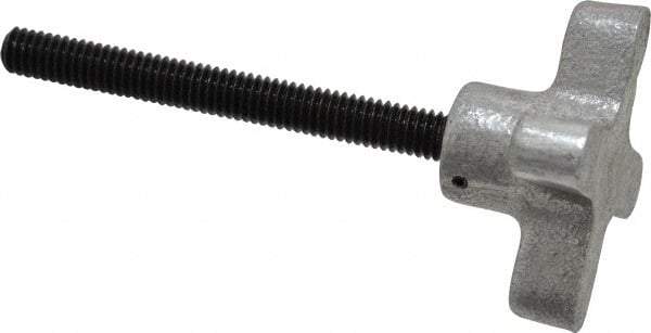 Gibraltar - 5/16-18 Lobed Shoulder Flat Tip Grade C-12L14 Steel Thumb Screw - 3-7/8" OAL, 2" Head Diam x 1" Head Height, Black Oxide Finish - Apex Tool & Supply
