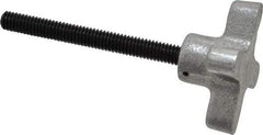 Gibraltar - 5/16-18 Lobed Shoulder Flat Tip Grade C-12L14 Steel Thumb Screw - 3-7/8" OAL, 2" Head Diam x 1" Head Height, Black Oxide Finish - Apex Tool & Supply