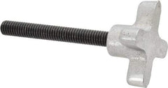 Gibraltar - 3/8-16 Lobed Shoulder Flat Tip Grade C-12L14 Steel Thumb Screw - 3-7/8" OAL, 2" Head Diam x 1" Head Height, Black Oxide Finish - Apex Tool & Supply