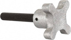 Gibraltar - 1/2-13 Lobed Shoulder Flat Tip Grade C-12L14 Steel Thumb Screw - 4-1/2" OAL, 2-1/2" Head Diam x 1-1/2" Head Height, Black Oxide Finish - Apex Tool & Supply