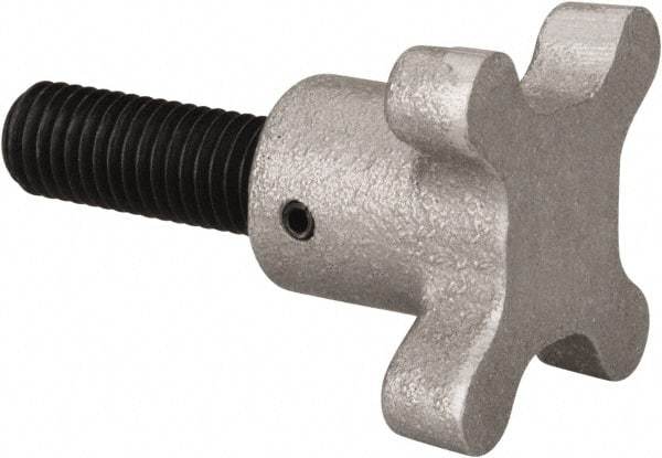 Gibraltar - 5/8-11 Lobed Shoulder Flat Tip Grade C-12L14 Steel Thumb Screw - 3-1/4" OAL, 2-1/2" Head Diam x 1-1/2" Head Height, Black Oxide Finish - Apex Tool & Supply