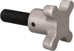 Gibraltar - 5/8-11 Lobed Shoulder Flat Tip Grade C-12L14 Steel Thumb Screw - 3-1/4" OAL, 2-1/2" Head Diam x 1-1/2" Head Height, Black Oxide Finish - Apex Tool & Supply