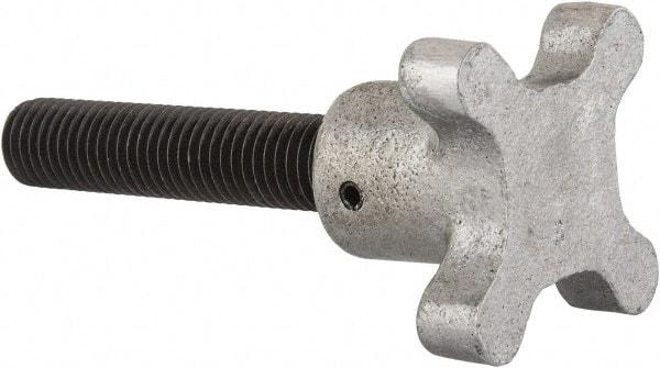Gibraltar - 5/8-11 Lobed Shoulder Flat Tip Grade C-12L14 Steel Thumb Screw - 4-1/2" OAL, 2-1/2" Head Diam x 1-1/2" Head Height, Black Oxide Finish - Apex Tool & Supply