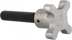 Gibraltar - 5/8-11 Lobed Shoulder Flat Tip Grade C-12L14 Steel Thumb Screw - 4-1/2" OAL, 2-1/2" Head Diam x 1-1/2" Head Height, Black Oxide Finish - Apex Tool & Supply