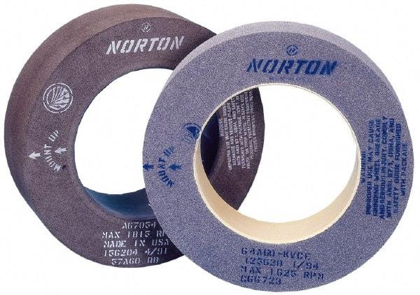 Norton - 6" Wide x 12" Diam, Type 7 Feed Wheel - 5" Hole Size, 80 Grit, Hardness R, 7-1/2" Diam x 1-1/2" Deep Recess, 7-1/2" Diam x 1/2" Deep Opposite Side Recess - Apex Tool & Supply
