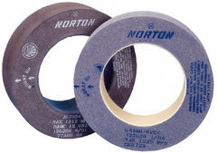 Norton - 6" Wide x 12" Diam, Type 7 Feed Wheel - 5" Hole Size, 80 Grit, Hardness R, 7-1/2" Diam x 1-1/2" Deep Recess, 7-1/2" Diam x 1/2" Deep Opposite Side Recess - Apex Tool & Supply