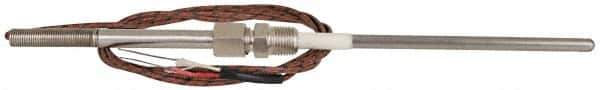 Thermo Electric - 0 to 1600°F, J Pipe Fitting, Thermocouple Probe - 6 Ft. Cable Length, Stripped Ends, 9 Sec Response Time - Apex Tool & Supply