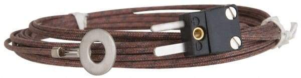 Thermo Electric - 0 to 900°F, J Surface, Thermocouple Probe - 25 Ft. Cable Length, Mini Connector, 15 Sec Response Time - Apex Tool & Supply