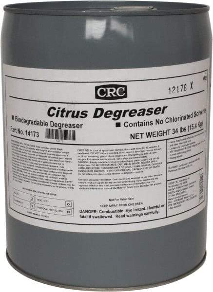 CRC - 5 Gal Bucket Cleaner/Degreaser - Liquid, Citrus & Petroleum Distillate, Citrus - Apex Tool & Supply