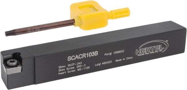 Hertel - SCAC, Right Hand Cut, 10° Lead Angle, 5/8" Shank Height x 5/8" Shank Width, Neutral Rake Indexable Turning Toolholder - 4-1/2" OAL, CC..32.5. Insert Compatibility, Series Screw-Type - Apex Tool & Supply
