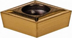 Hertel - CCGT21.50 LF Grade HC210 Carbide Turning Insert - TiN Finish, 80° Diamond, 1/4" Inscr Circle, 3/32" Thick, 0.0039" Corner Radius - Apex Tool & Supply