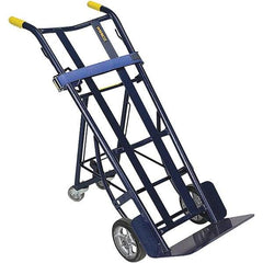Wesco Industrial Products - 900 Lb Capacity 50-1/4" OAH Hand Truck - 10 x 16-1/2" Base Plate, Dual Handle, Steel, Mold-On Rubber Wheels - Apex Tool & Supply