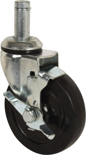 Value Collection - 5" Diam x 1-1/4" Wide x 6-15/32" OAH Stem Mount Swivel Caster with Brake - Apex Tool & Supply