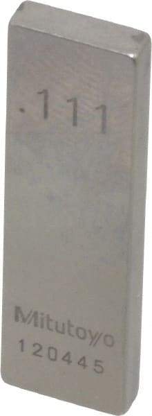 Mitutoyo - 0.111" Rectangular Steel Gage Block - Accuracy Grade 0, Includes Certificate of Inspection - Apex Tool & Supply