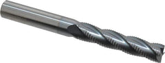 Accupro - 7/16" Diam, Fine Pitch, 2" LOC, 4 Flute Solid Carbide Roughing Square End Mill - TiCN Finish, 4" OAL, 7/16" Shank Diam, Single End, Centercutting, 30° Helix - Apex Tool & Supply
