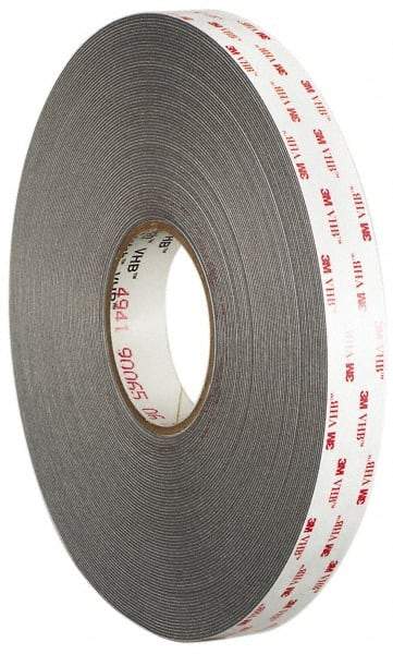 3M - 1/2" x 36 Yd Acrylic Adhesive Double Sided Tape - 45 mil Thick, Gray, Acrylic Foam Liner, Continuous Roll, Series 4941 - Apex Tool & Supply