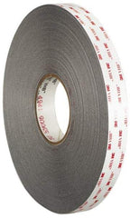 3M - 1/2" x 36 Yd Acrylic Adhesive Double Sided Tape - 45 mil Thick, Gray, Acrylic Foam Liner, Continuous Roll, Series 4941 - Apex Tool & Supply