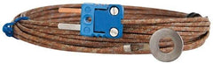 Thermo Electric - 0 to 750°F, T Surface, Thermocouple Probe - 25 Ft. Cable Length, Mini Connector, 15 Sec Response Time - Apex Tool & Supply