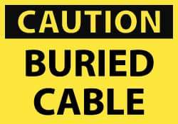 NMC - Accident Prevention Label, Header: CAUTION - Legend: Caution - Buried Cable, English, Black & Yellow, 5" Long x 3" High, Sign Muscle Finish - Apex Tool & Supply