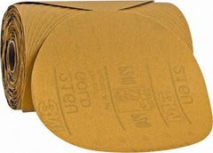 3M - 6" Diam, 240 Grit Aluminum Oxide Adhesive PSA Disc - Very Fine Grade, Gold, A Weighted Backing, Flexible, Use with Random Orbital Sanders - Apex Tool & Supply
