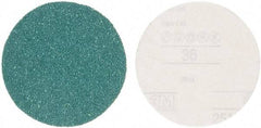 3M - 5" Diam, 36 Grit Aluminum Oxide Adhesive PSA Disc - Very Coarse Grade, Green, E Weighted Backing, Flexible, Use with Random Orbital Sanders - Apex Tool & Supply